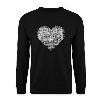 white heart weißes Herz - Unisex Pullover - Schwarz - Vorne - Alina (178cm) & Michal (187cm)