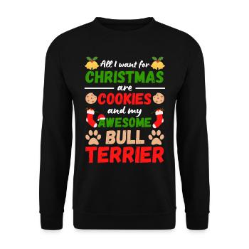 Biscuits Bull Terrier de Noël - Sweat-shirt Unisexe - noir - Devant - Alina (178cm) & Michal (187cm)