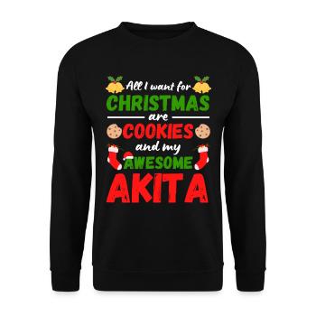 Christmas Akita Cookies - Unisex Sweatshirt - black - Front - Alina (178cm) & Michal (187cm)