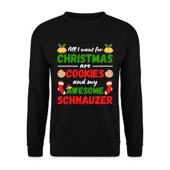Weihnachten Schnauzer Kekse - Unisex Pullover - Schwarz - Vorne - Alina (178cm) & Michal (187cm)