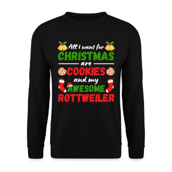 Weihnachten Rottweiler Kekse - Unisex Pullover - Schwarz - Vorne - Alina (178cm) & Michal (187cm)