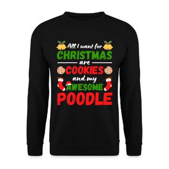 Weihnachten Pudel Kekse - Unisex Pullover - Schwarz - Vorne - Alina (178cm) & Michal (187cm)