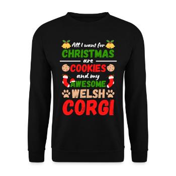 Biscuits Corgi gallois de Noël - Sweat-shirt Unisexe - noir - Devant - Alina (178cm) & Michal (187cm)