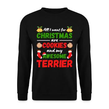 Weihnachten Terrier Kekse - Unisex Pullover - Schwarz - Vorne - Alina (178cm) & Michal (187cm)