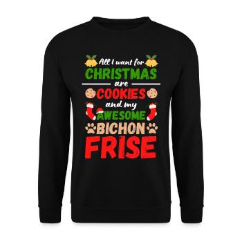 Weihnachten Bichon Frise Kekse - Unisex Pullover - Schwarz - Vorne - Alina (178cm) & Michal (187cm)