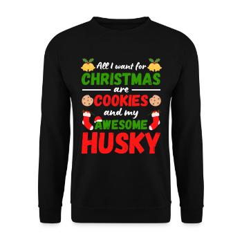 Biscuits Husky de Noël - Sweat-shirt Unisexe - noir - Devant - Alina (178cm) & Michal (187cm)