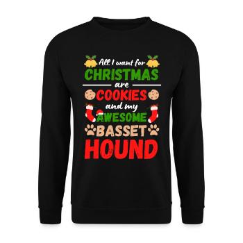 Weihnachten Basset Hound Kekse - Unisex Pullover - Schwarz - Vorne - Alina (178cm) & Michal (187cm)
