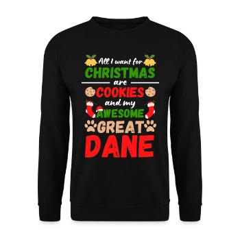 Biscuits de Noël Great Dane - Sweat-shirt Unisexe - noir - Devant - Alina (178cm) & Michal (187cm)