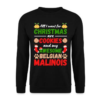 Weihnachten Belgian Malinois Kekse - Unisex Pullover - Schwarz - Vorne - Alina (178cm) & Michal (187cm)