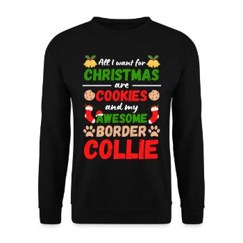 Biscuits De Noël Border Collie - Sweat-shirt Unisexe - noir - Devant - Alina (178cm) & Michal (187cm)