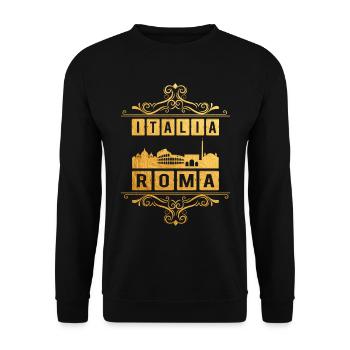 Rom Roma Italien Stadt Skyline Ornament Gold Liebe - Unisex Pullover - Schwarz - Vorne - Alina (178cm) & Michal (187cm)