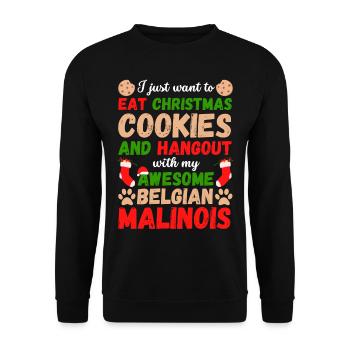 Weihnachten Belgian Malinois Kekse - Unisex Pullover - Schwarz - Vorne - Alina (178cm) & Michal (187cm)