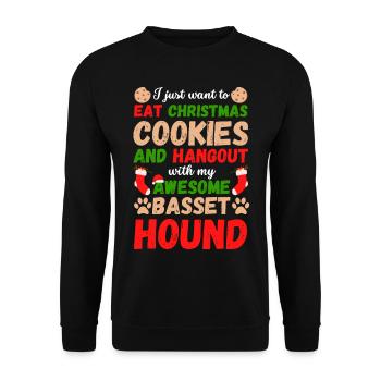 Weihnachten Basset Hound Kekse - Unisex Pullover - Schwarz - Vorne - Alina (178cm) & Michal (187cm)