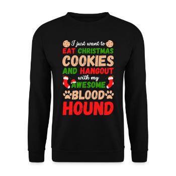 Biscuits Bloodhound de Noël - Sweat-shirt Unisexe - noir - Devant - Alina (178cm) & Michal (187cm)