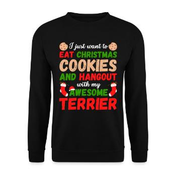 Biscuits de Noël Terrier - Sweat-shirt Unisexe - noir - Devant - Alina (178cm) & Michal (187cm)