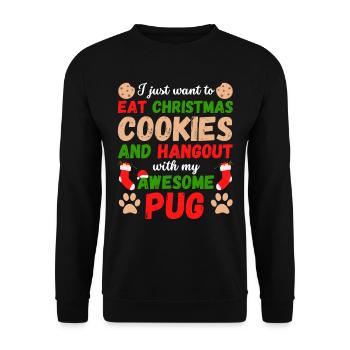 Weihnachten Mops Kekse - Unisex Pullover - Schwarz - Vorne - Alina (178cm) & Michal (187cm)