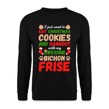 Weihnachten Bichon Frise Kekse - Unisex Pullover - Schwarz - Vorne - Alina (178cm) & Michal (187cm)