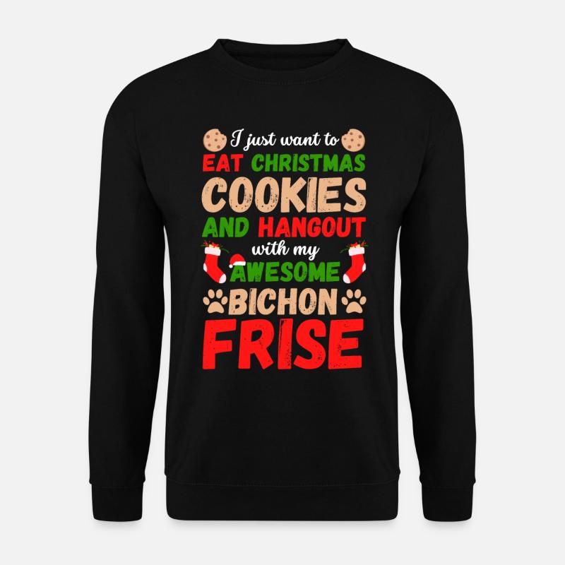 Christmas Bichon Frise Cookies - Unisex Sweatshirt - black