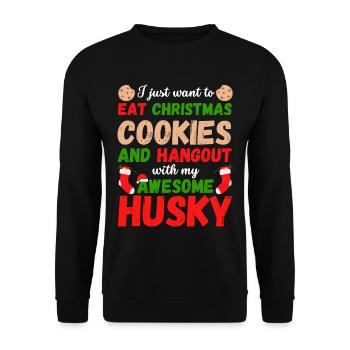 Biscuits Husky de Noël - Sweat-shirt Unisexe - noir - Devant - Alina (178cm) & Michal (187cm)