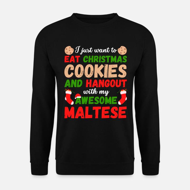 Christmas Maltese Biscuits - Unisex Sweatshirt - black