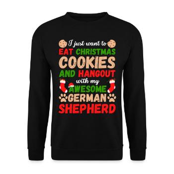 Christmas German Shepherd Cookies - Unisex Sweatshirt - black - Front - Alina (178cm) & Michal (187cm)