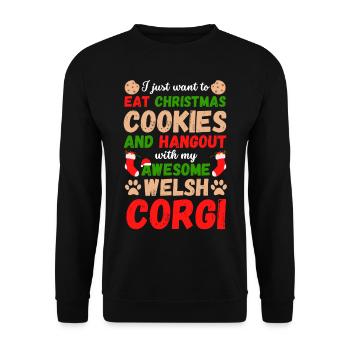 Biscuits Corgi gallois de Noël - Sweat-shirt Unisexe - noir - Devant - Alina (178cm) & Michal (187cm)