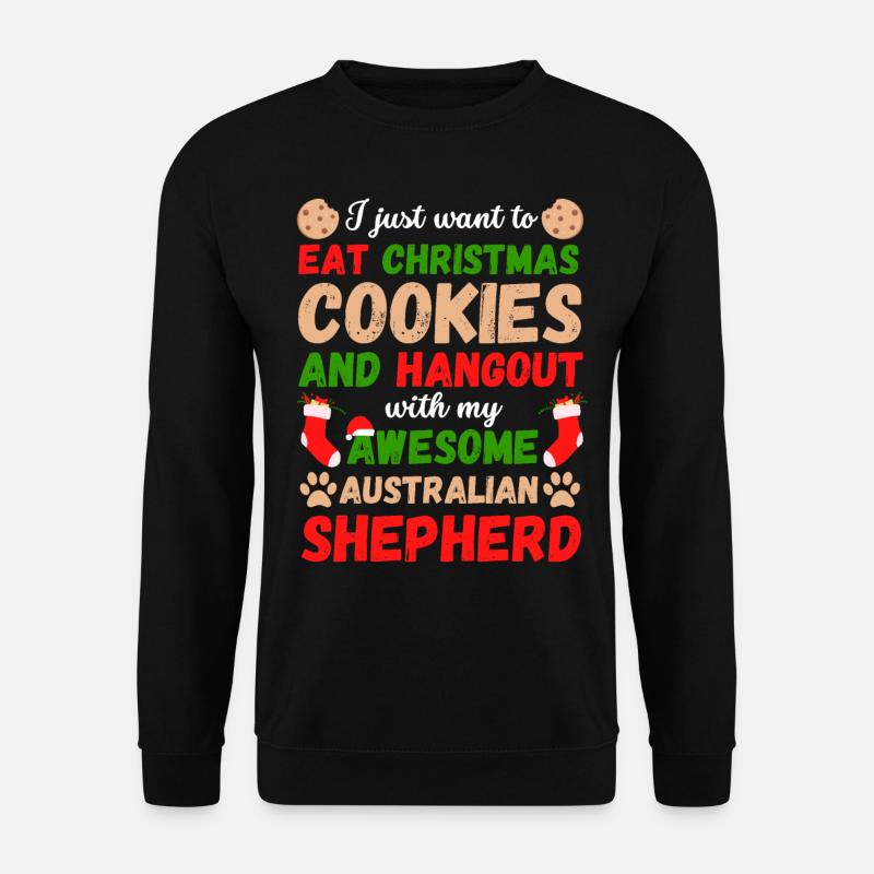Christmas Australian Shepherd Cookies - Unisex Sweatshirt - black