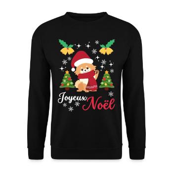 Christmas Sweet Dwarf Spitz Lover Kawaii - Unisex Sweatshirt - black - Front - Alina (178cm) & Michal (187cm)