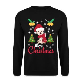 Weihnachten Süßer Dalmatiner Liebhaber Kawaii - Unisex Pullover - Schwarz - Vorne - Alina (178cm) & Michal (187cm)