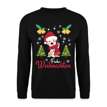 Weihnachten Süßer Dalmatiner Liebhaber Kawaii - Unisex Pullover - Schwarz - Vorne - Alina (178cm) & Michal (187cm)