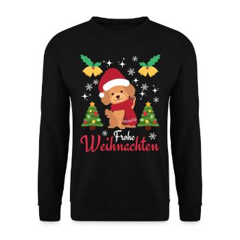 Frohe Weihnachten Süßer Pudel Kawaii - Unisex Pullover - Schwarz - Vorne - Alina (178cm) & Michal (187cm)