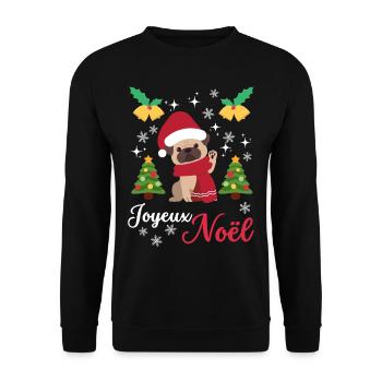 Christmas Sweet Pug Lover Kawaii - Unisex Sweatshirt - black - Front - Alina (178cm) & Michal (187cm)