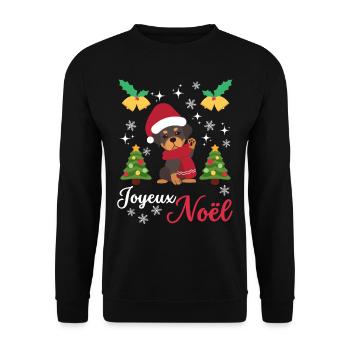 Weihnachten Süßer Rottweiler Liebhaber Kawaii - Unisex Pullover - Schwarz - Vorne - Alina (178cm) & Michal (187cm)
