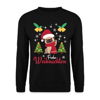 Christmas Sweet Pug Lover Kawaii - Unisex Sweatshirt - black - Front - Alina (178cm) & Michal (187cm)