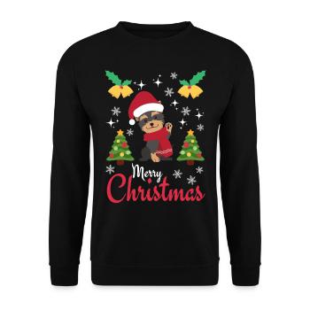 Christmas Sweet Rottweiler Lover Kawaii - Unisex Sweatshirt - black - Front - Alina (178cm) & Michal (187cm)