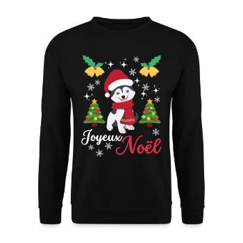 Christmas Sweet Husky Lover Kawaii - Unisex Sweatshirt - black - Front - Alina (178cm) & Michal (187cm)