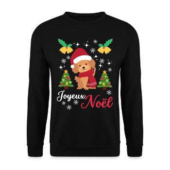 Frohe Weihnachten Süßer Pudel Kawaii - Unisex Pullover - Schwarz - Vorne - Alina (178cm) & Michal (187cm)