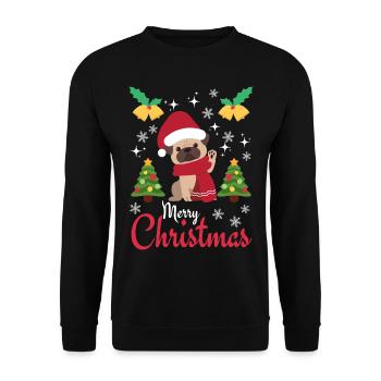 Christmas Sweet Pug Lover Kawaii - Unisex Sweatshirt - black - Front - Alina (178cm) & Michal (187cm)