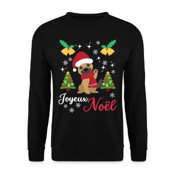 Noël Doux Berger Allemand Kawaii - Sweat-shirt Unisexe - noir - Devant - Alina (178cm) & Michal (187cm)
