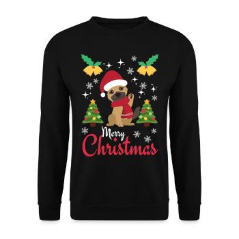 Noël Doux Berger Allemand Kawaii - Sweat-shirt Unisexe - noir - Devant - Alina (178cm) & Michal (187cm)