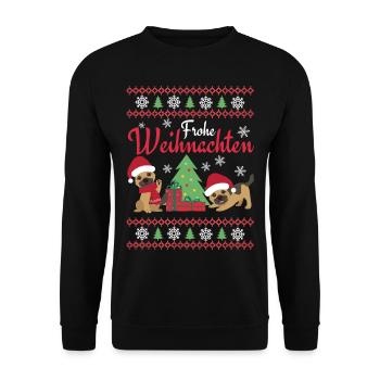 Noël Doux Berger Allemand Kawaii - Sweat-shirt Unisexe - noir - Devant - Alina (178cm) & Michal (187cm)