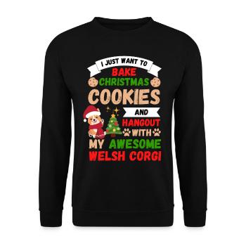 Noël Sweet Welsh Corgi Kawaii - Sweat-shirt Unisexe - noir - Devant - Alina (178cm) & Michal (187cm)