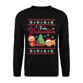 Frohe Weihnachten Süßer Pudel Kawaii - Unisex Pullover - Schwarz - Vorne - Alina (178cm) & Michal (187cm)