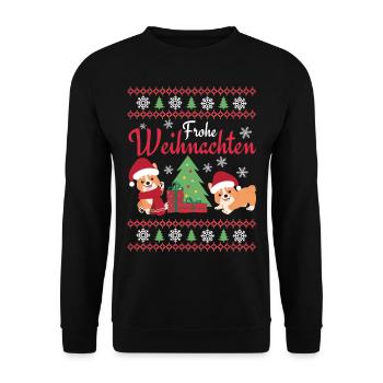 Noël Sweet Welsh Corgi Kawaii - Sweat-shirt Unisexe - noir - Devant - Alina (178cm) & Michal (187cm)