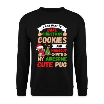 Christmas Sweet Pug Lover Kawaii - Unisex Sweatshirt - black - Front - Alina (178cm) & Michal (187cm)