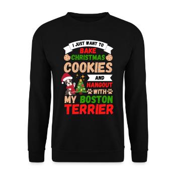 Noël Sweet Boston Terrier Kawaii - Sweat-shirt Unisexe - noir - Devant - Alina (178cm) & Michal (187cm)