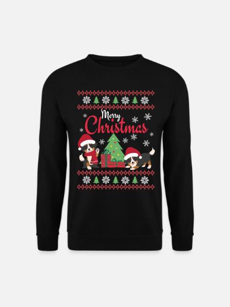 Weihnachten Süßer Berner Sennenhund Kawaii - Unisex Pullover - Schwarz