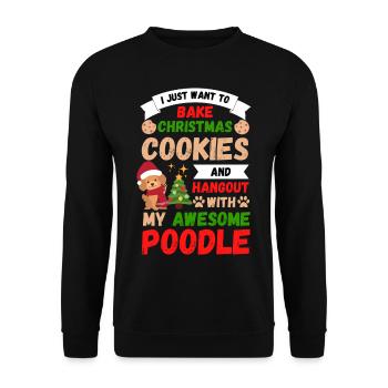 Frohe Weihnachten Süßer Pudel Kawaii - Unisex Pullover - Schwarz - Vorne - Alina (178cm) & Michal (187cm)