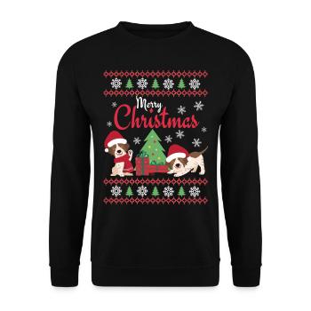 Christmas Sweet English Pointer Lover Kawaii - Unisex Sweatshirt - black - Front - Alina (178cm) & Michal (187cm)
