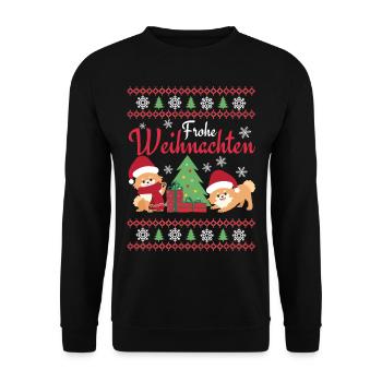 Christmas Sweet Dwarf Spitz Lover Kawaii - Unisex Sweatshirt - black - Front - Alina (178cm) & Michal (187cm)